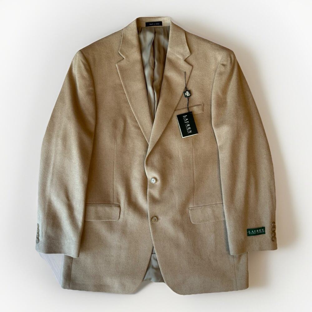 Lauren Ralph Lauren Blazer 42L Beige Camel Hair Minimalist New York RRL NWT